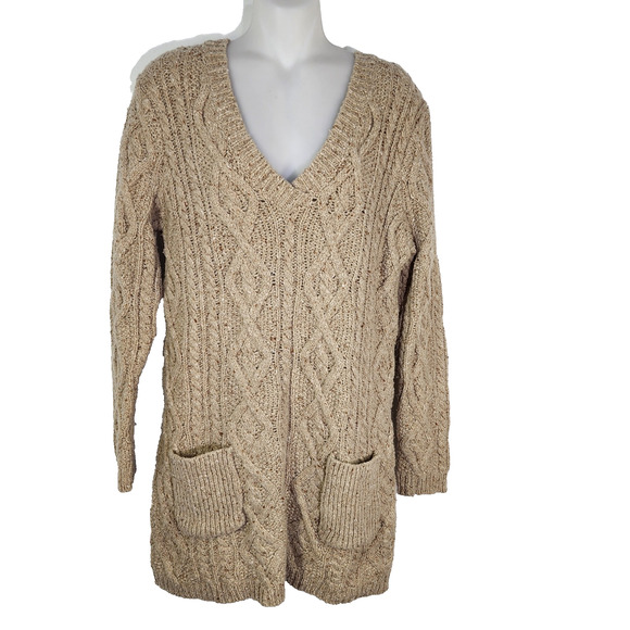Soft Surroundings Sweater Womens Small Cable Knit Wool Alpaca Cashmere Fisherman - Picture 1 of 12